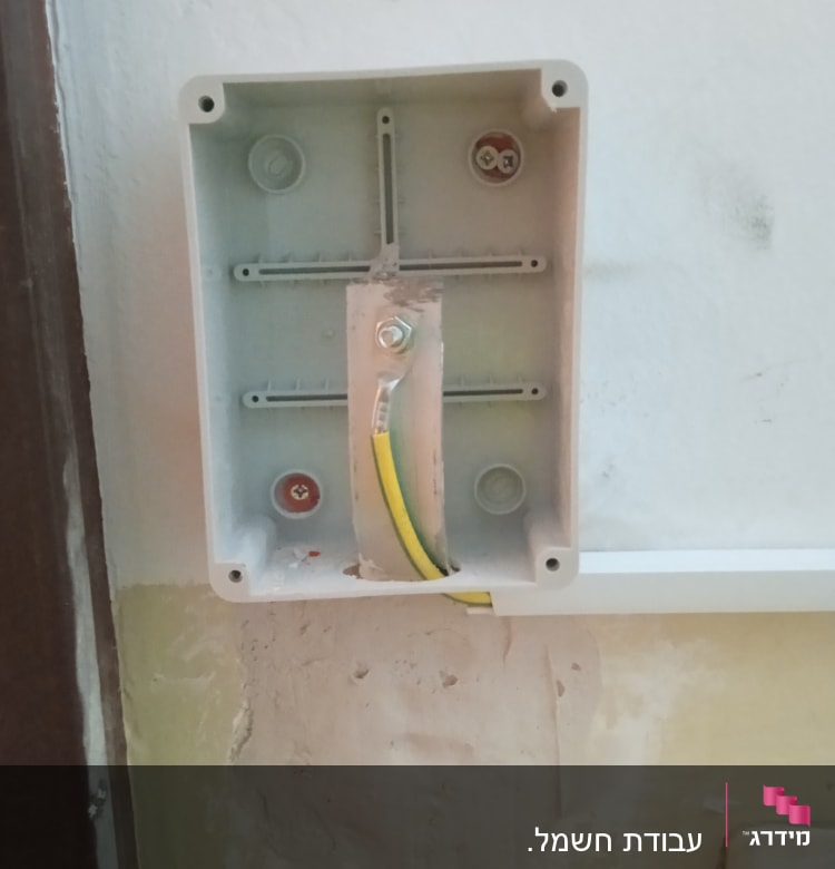 תיבת חיבורים חשמלית עם חוטים חשופים וקופסה פתוחה